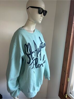 pacific & co Light Aqua St. Augustine Florida Script Sweatshirt xl